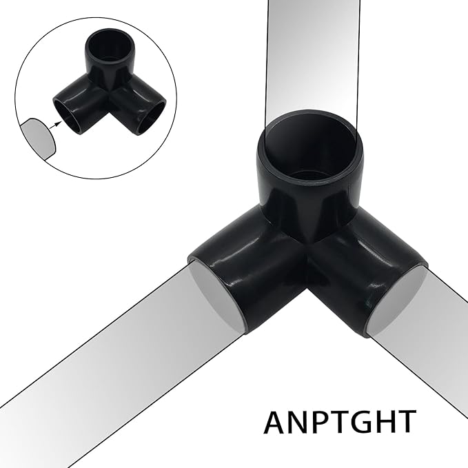 3/4“ Tee PVC Fitting 3 Way Elbow Connector, Furniture Grade 90 Degree Elbow Side Outlet, PVC Corner Fittings for Building Furniture Greenhouse Shed Pipe Fittings Tent Connection (Pack of 8)