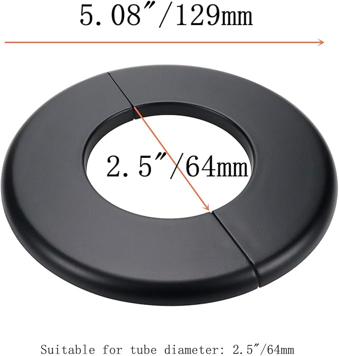 2 Pcs Wall Split Flange, ABS Round Self-Adhesive Escutcheon Plate Buckles Design for 2.5"/64mm Diameter Pipe