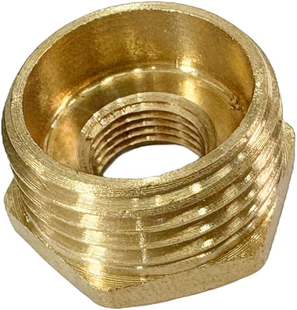 1/2" NPT Male x 1/8" NPT Female Brass Reducer Hex Bushing Threaded Pipe Fitting Reducing Adapter Pack of 2
