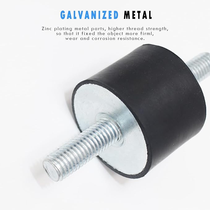 M8 Rubber Studs Shock Absorber Anti-Vibration Isolator Mounts Rubber Cylindrical Vibration Isolation Mount for Air Compressors Garage Motor Diesel Engines, 4 Pack M8 x 23 30x 20mm, 8pcs LockNuts