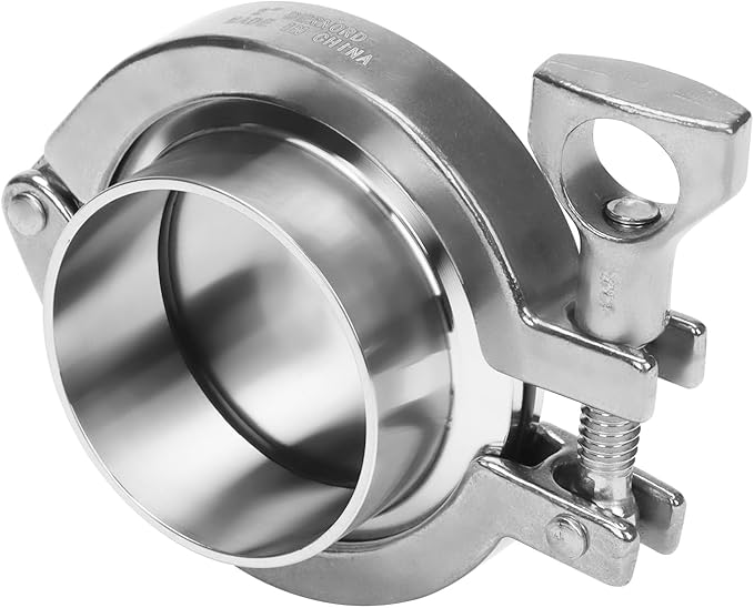 DERNORD 2" Sanitary Pipe Fittings Set, Stainless Steel End Cap + Weld Ferrule + Tri Clamp + FKM Gasket