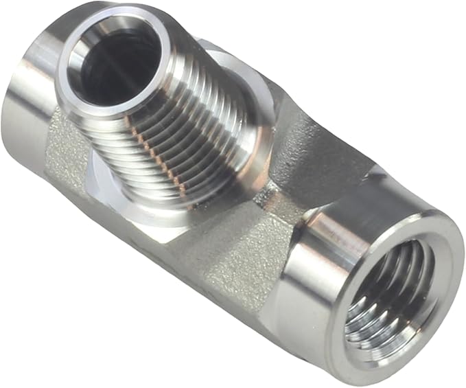 HFS(R) 304 Stainless Steel Forged Pipe Fitting NPT Tee, 1/4" NPT Female x 1/4" NPT Male x 1/4" NPT Female, 3 Ways Branch Tee Connector Pipe Fitting