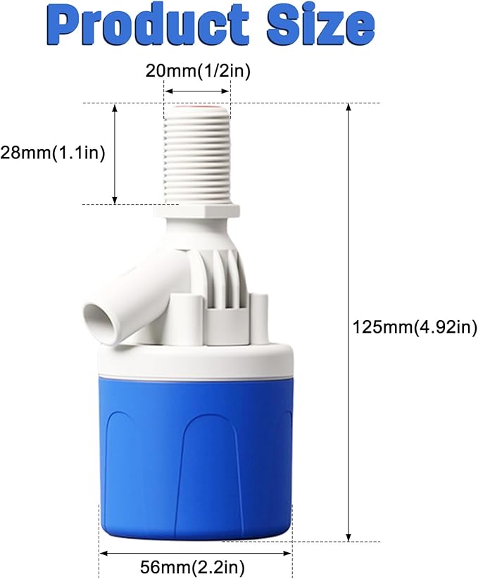 2 Pack 1/2" Water Float Valve Inside Type, 1/2 Inch Top Inlet Automatic Water Level Control Valve Uesd for Water Tank, Swimming Pools, Livestock Tanks, Aquaculture, Aquariums
