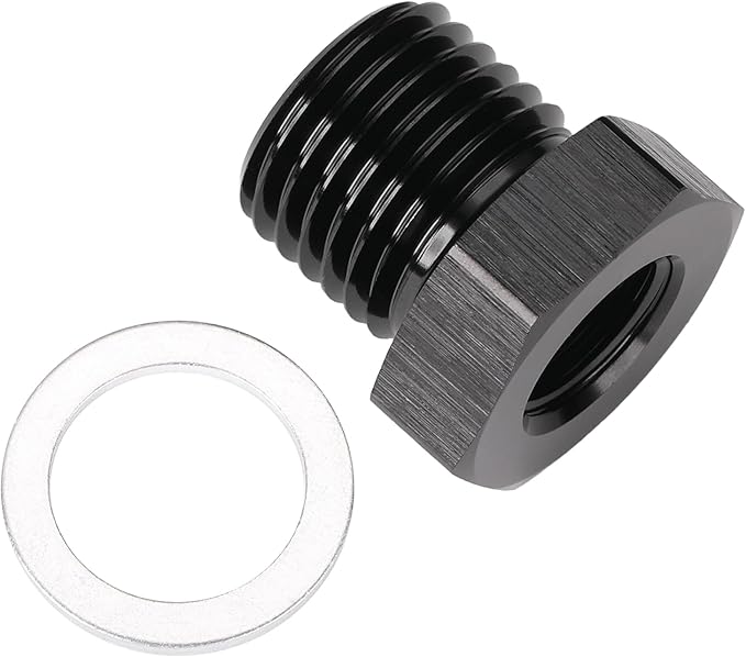 M14x1.5 Male Metric to 1/8 NPT Female Oil Pressure Sensor Adapter Fitting Reducing Bushing Aluminum Black