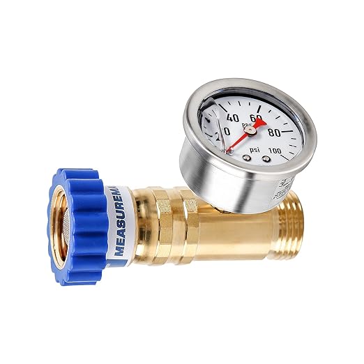 MEASUREMAN Lead-Free Brass Water Pressure Regulator, Garden Hose Pressure Regulator, Pressure Reducer with Pressure gugue, for RV, Camper, Trailer, Garden, Plumbing System