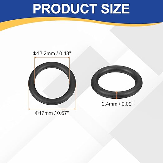 HARFINGTON 50pcs Nitrile Rubber O-Rings 17mm OD 12.2mm ID 2.4mm Width Metric Buna-N NBR Sealing Gasket Plumbing Sealing Repair O Rings for Car Auto Vehicle Repair Faucet Air Gas