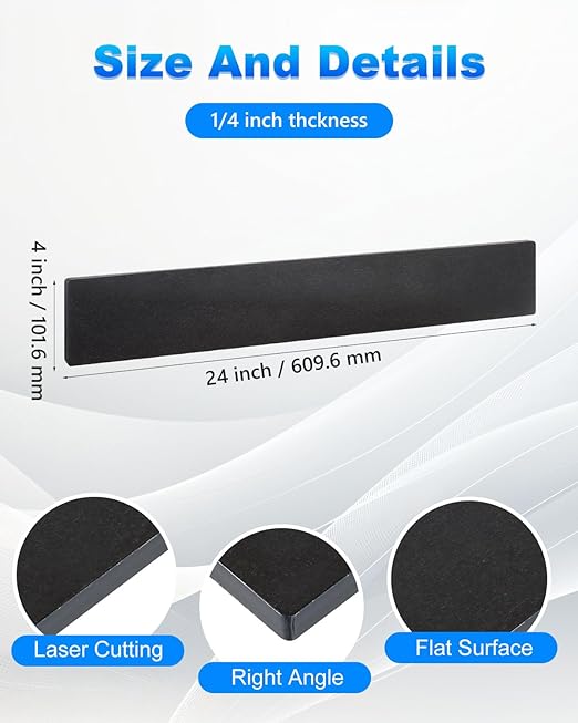 Rocaris 2 Pcs 4 X 24 X 1/4 Inch A36 Steel Plate Hot Rolled, Steel Base Plate for Construction Boards, Structure Support, Weldable Square and Industrial
