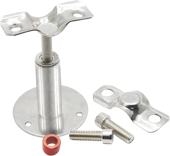 Piutouyar 2 Pcs Stainless Steel Wall Mount Ceiling Mount Pipe Support, Adjustable Pipe Ceiling Bracket Clamp Pipe Straps Fit for Dia 32mm(1inch) Pipe with Screws
