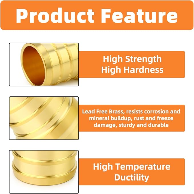 GASHER 20Pcs No Lead Brass 3/4" Pex Coupling, 3/4 Inch Pex Fittings for Pex Tubing