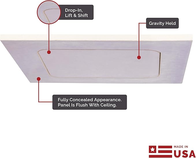 Spectre 722 All-Drywall Ceiling Access Panel – Fire-Rated- GFRG Alternative– Seamless Flush Fit, Gravity Closure, Made of Impact-Resistant Drywall – USA Made Product (FIRE Rated, 16x16)