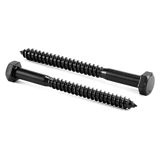 5/16" x 3-1/2" Hex Head Lag Screws Bolts 10Pcs 304 Stainless Steel 18-8, Partial Thread, Hexagon Head Wood Screws by Black Oxide by SG TZH