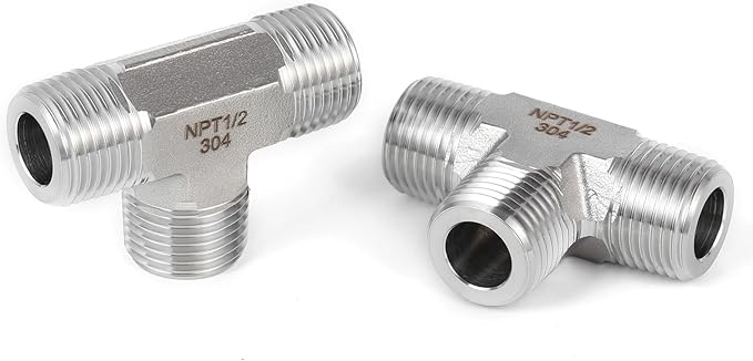 2 piece,NPT1/2Male - NPT1/2Male - NP1/2Male tee, 3WayConnector, Fabricate of 304 Stainless Steel.
