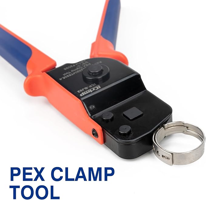 iCrimp ICP-BJ02 PEX Clamp Cinch Tool, One Handed PEX Crimping Tool for Pinching 3/8-in, 1/2-in, 3/4-in, 1-in PEX Clamp Rings, Patented