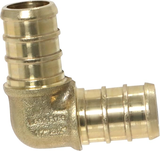XFITTING 5 Pcs Brass Crimp Elbow Fitting, 1/2 Inch Pex, 23-3-2=5X