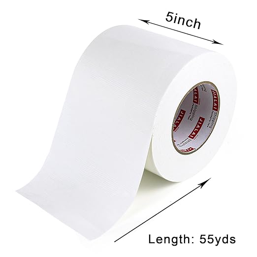 5 inch Wide Duct Tape, Industrial Grade White 5 inches x 55 Yards (164 ft), 9 Mil Heavy-Duty, Waterproof, Strong, Flexible, No Residue, for Crafts & Home Improvement