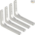 SAYAYO Heavy Duty Floating Shelf Brackets 8 Inch x 6 Inch, Stainless Steel Wall Shelf Brackets & Supports Brushed Nickel L Bracket, Angle Bracket Corner Brace for Wood, 4Pcs