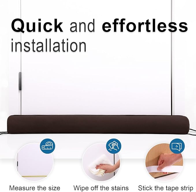hyha 36 Inch Door Draft Stopper, Blocks Hot Cold Air with Removable Washable Cover, Gaps Up to 3 Inch, All-Season Noise and Wind Seal, Under Draft Stopper for Bottom of Door Window, Chocolate