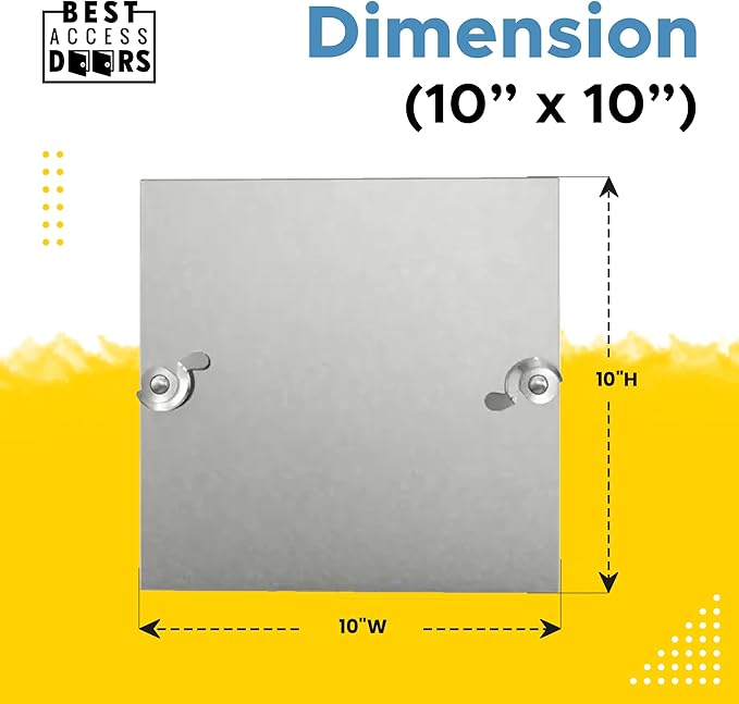 Best 10" x 10" Removable Duct Access Panel with Neoprene Gasket, 2” Fiberglass Insulated HVAC Duct Access Door, 24-Gauge Steel Double Panel, 5/8" Notched Knock Over Tabs, Hand Cam Latch, BA-CD-5080