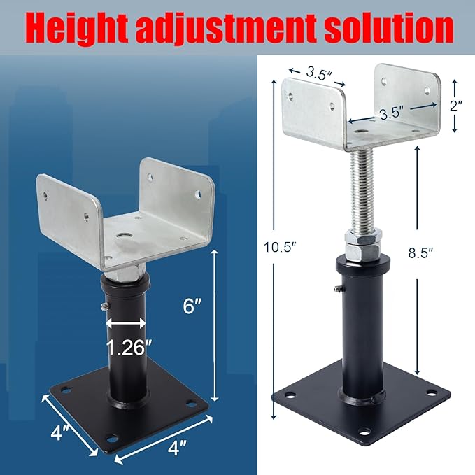2 Pack U-Shaped Floor Jack - Adjustable Steel Beam Support for 4x2, 4x4, 4x6 Joists Heavy Duty Screw Jack with U-Head Telepost & House Jack.6-8.5 Inch Adjustment Range.