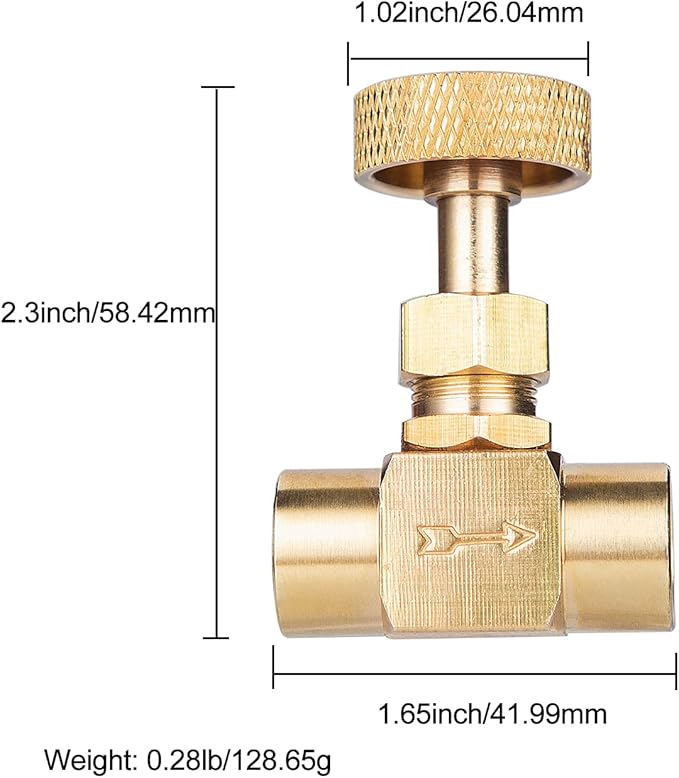 1 Pieces Heavy Duty Brass Instrument Replacement Control Needle Valve 1/4" Npt Female X 1/4" Npt Female Connection Golden