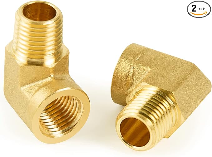 ChillWaves Brass Pipe Fitting, 90 Degree Barstock Street Elbow 1/2" NPT Female x 1/2" NPT Male Thread Adapter(2-PACK)