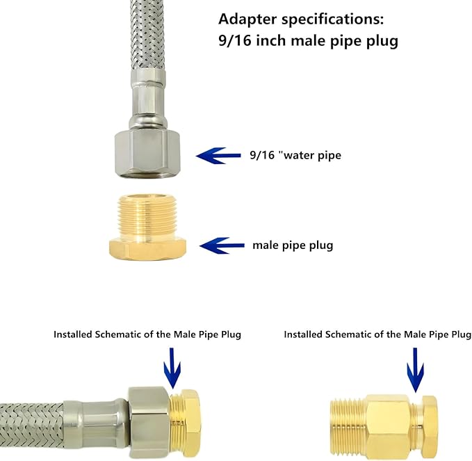 9/16" Male Threaded Plug, Brass Hex Socket Pipe End Cap Fitting, Blanked Stop Nut Cover, Globe Valve Pipe Plug. For kitchen faucet hot/cold water pipes, RV water pipe joints, radiator valves. 2 pcs.