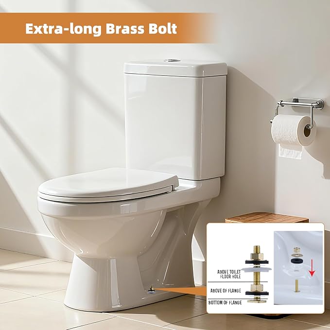 Hibbent 2 Pack Extra Thick Toilet Wax Ring Replacement Kit, Universal Toilet Seal Ring with Brass Toilet Floor Bolts and Retainer Washers, PE Flange Fits 3 Inch and 4 Inch Drain Pipes