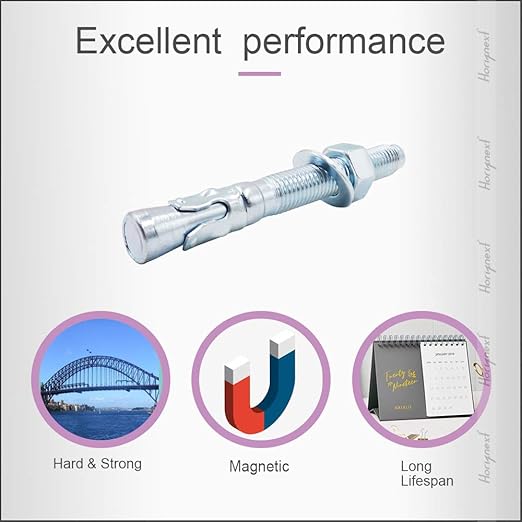 3/4" x 6-1/4" Wedge Anchor, for Cement and Concrete only, zinc-Plated Carbon Steel Screws and lag Bolts （ 20 pcs