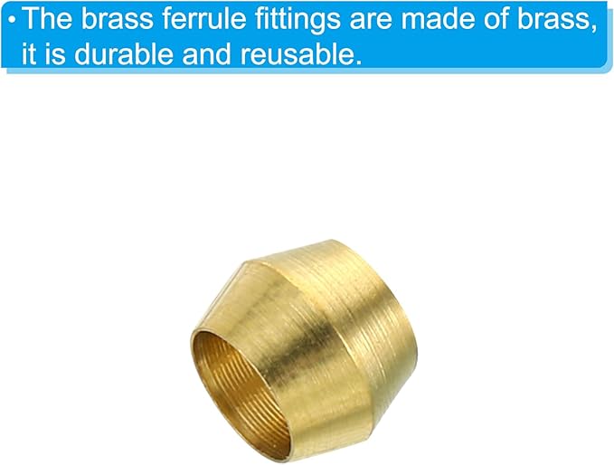 PATIKIL 5mm Tube OD Brass Compression Sleeves Ferrules, 100 Pack Brass Ferrule Fitting Brass Compression Fitting Assortment Kit for Air Water Gas Pipe