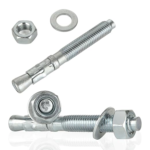 QTLCOHD 1/2 x 3-3/4 Inch Concrete Anchors Carbon Steel Wedge Anchor Bolts for Concrete (Box of 60)