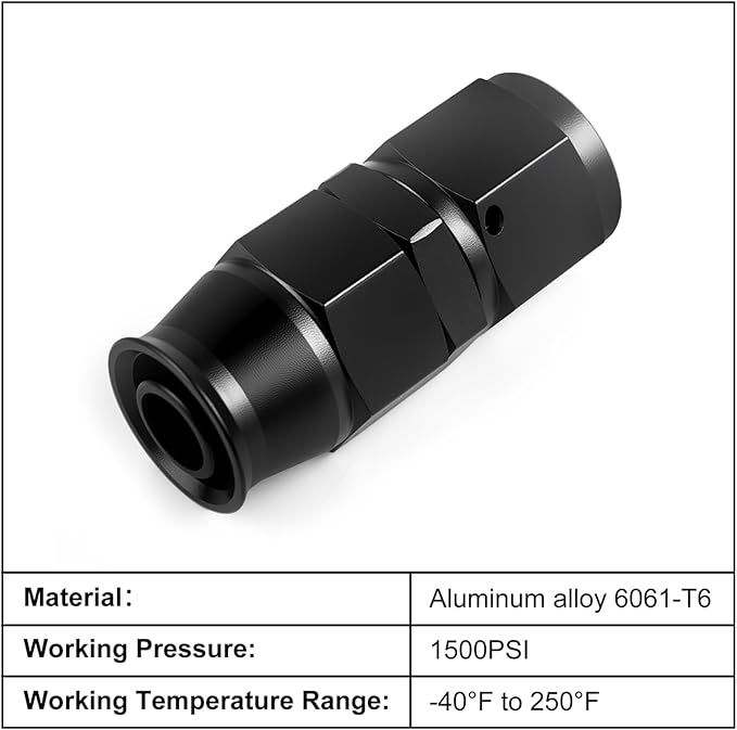 10AN PTFE Hose End Fitting Straight Swivel Only for PTFE Hose Aluminum Black 4PCS