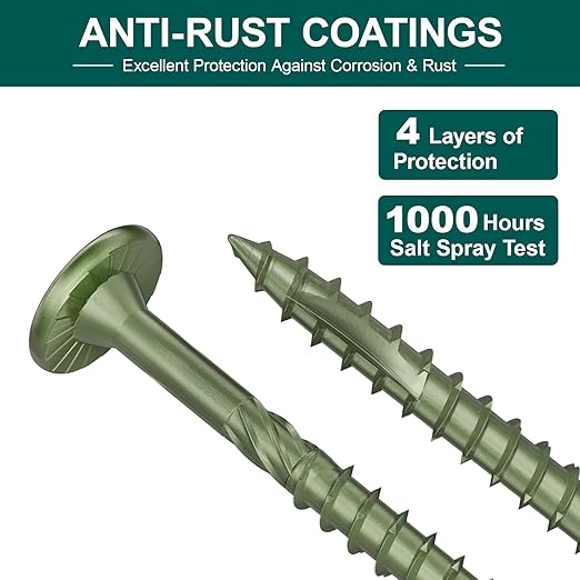 #14 Heavy-Duty Wood Screws, Star Drive Deck Screws, Rust Resistant Timber Screws for Timber/Log/Landscaping Wood (2-7/8 Inch,100Pcs,Green)