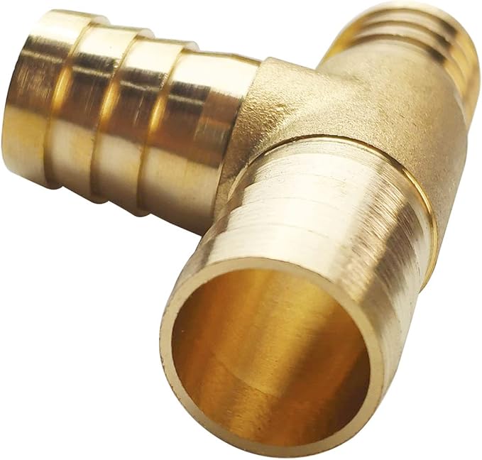 2PCs 3/4" Brass Hose Barb Fitting Tee 3 way Barbed Splicer Mender Union Fitting with 6PCs Hose Clamp for Oil Water Air