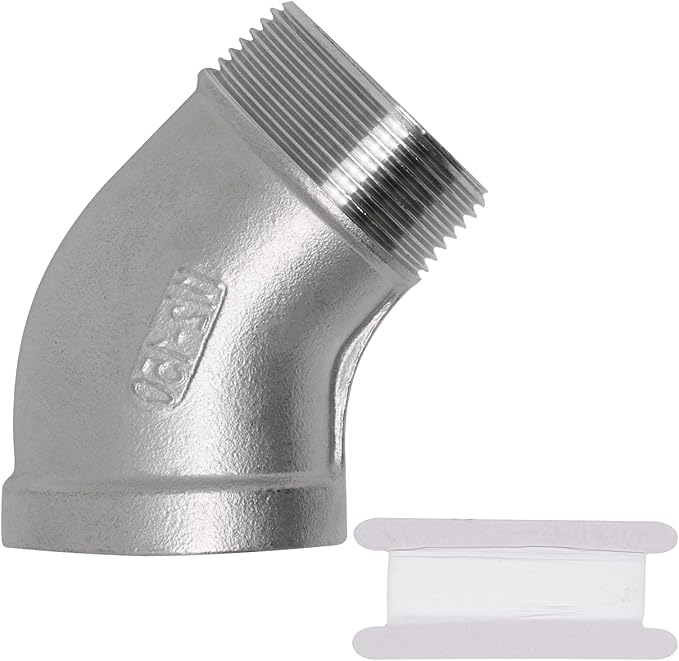 1PCS 304 Stainless Steel 45 Degree Elbow, 1-1/2" NPT Male Pipe to 1-1/2" NPT Female Coupler, Heavy Duty Forged Street Elbow Adapter Pipe Fittings, Class 150