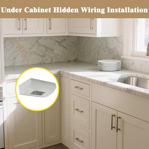 Upgraded GFCI Power Distribution Box Under Cabinet Electrical Box, Replaces Bryant RU270W, tradeSELECT Corner Mount, White Nylon, Pre-Drilled Holes, Compact Wall Mount for Home/Commercial