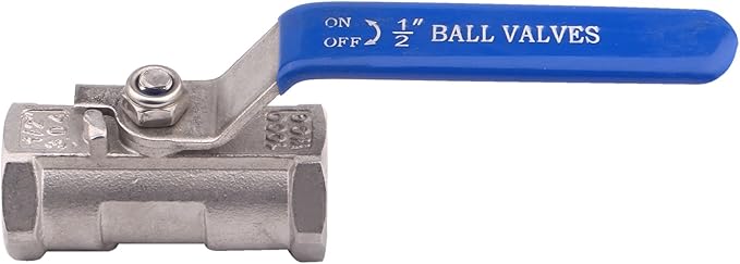 DERNORD Stainless Steel Ball Valve 1PC Type 0.5 Inch NPT Standard Port for Water, Oil, and Gas (Pack of 2)