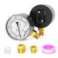MEANLIN MEASURE 0-15 in H2O Diaphragm Type Capsule Low-Pressure Gauge, Water Column Gauge, 2.6" Dial, 1/4" NPT, Rear Adjustable Knob, with 1/2" NPT and 3/8" NPT Hex Bushing, Lower Mount
