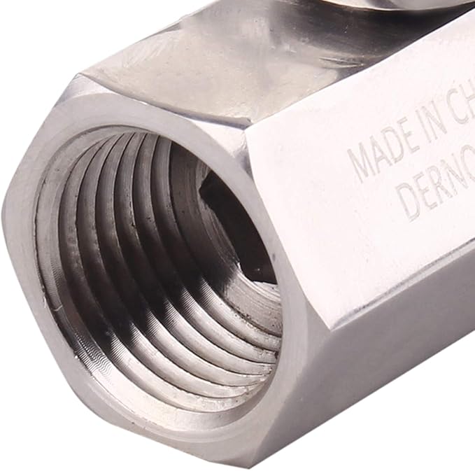 DERNORD 1/2" Stainless Mini Ball Valve Female x Male NPT Thread with Stainless Steel Handle Pack of 2