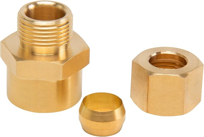ChillWaves Brass Compression Tube Fitting, 1/2" OD x 1/2" NPT Female Compression Union Connector(5-PACK)