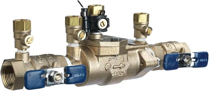 Febco LF850 Series 1" Lead-Free Copper Silicon Alloy Double Check Valve Backflow Preventer Assembly, Quarter Turn Shutoff, Small Diameter, NPT Connections, Freeze Sensor, Modular Design