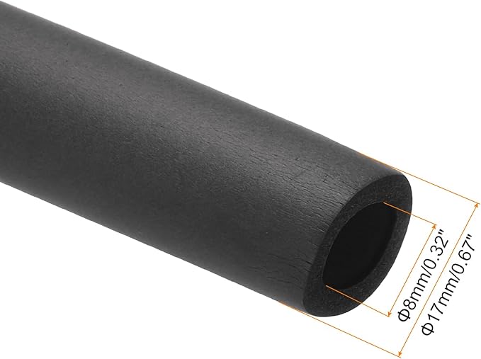 uxcell Foam Tubing for Handle Grip Support, Pipe Insulation, 8mm ID 17mm OD 1m Length Black
