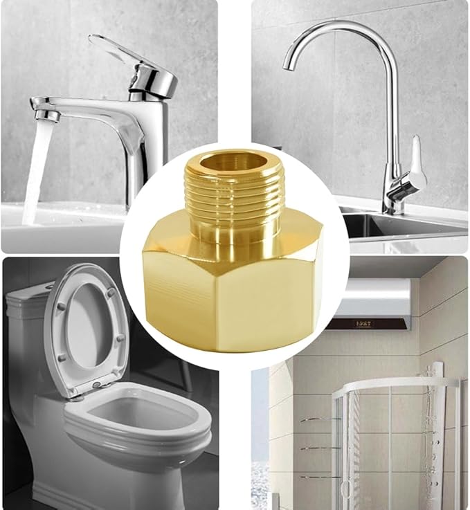 Joywayus 1/2 G Female to 3/8 Compression Male Thread Pipe Fitting, Brass Reducer Faucet Connector Water Hose Adapter, Supply Line Adapter for RV Kitchen Bathroom Plumbing 4PCS