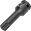 1/2-Inch Drive x M17(17mm) Impact XZN Triple Square Spline Bit Socket, Security Tamper Proof Metric Lengthen Screwdriver Socket Adapter, 3-Inch Length, One-Piece Construction, CR-MO, Black