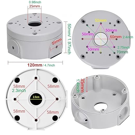 1 Pack Dome Camera Junction Box,Security Camera Bracket,CCTV IP Surveillance Cameras Holder, ABS Plastic Dome Camera Mount
