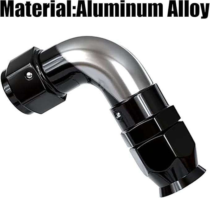 6AN PTFE One Piece Full Flow Hose End Fitting 90 Degree Swivel Only for PTFE Hose Aluminum Black 2PCS