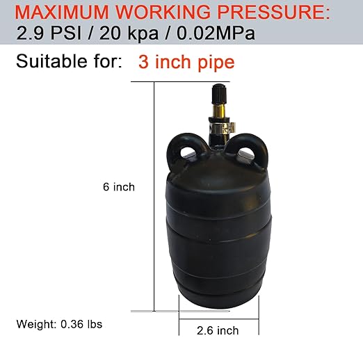 Inflatable Pipe Plug Balloon Plug,Pipe Pressure Test Plug,Plumbing Test Ball,Sewer Test Plug. (3 inch)
