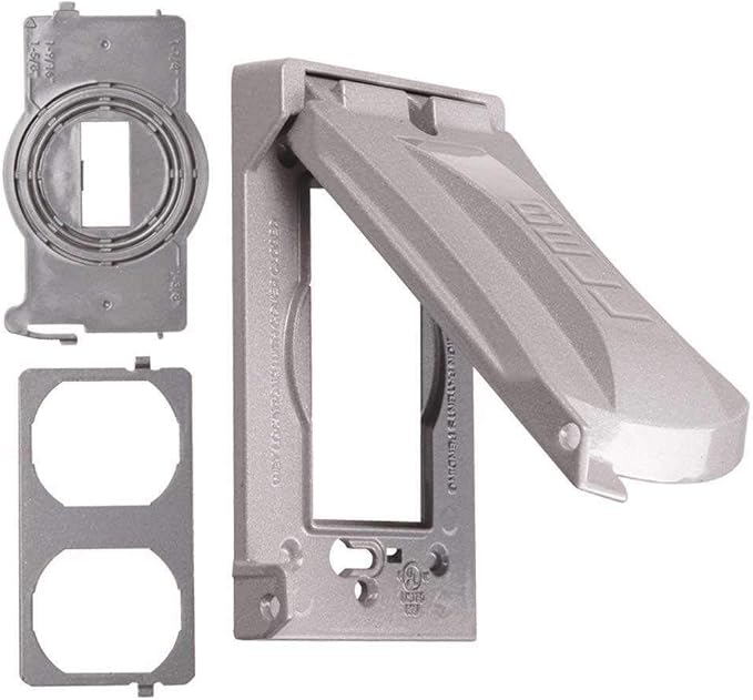 Hubbell Bell MX1050S Single-Gang Weatherproof Heavy Duty Universal Flip Cover, 2.87"W x 4.84"H, Gray Finish