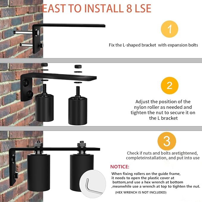 4" Gate Roller Guide with L-Bracket, Universal Adjustable Gate Guide Roller,Sliding Gate Rollers,Heavy Duty Sliding Gate Kit for Door Hardware and Sliding Gates(2Pack-Black)