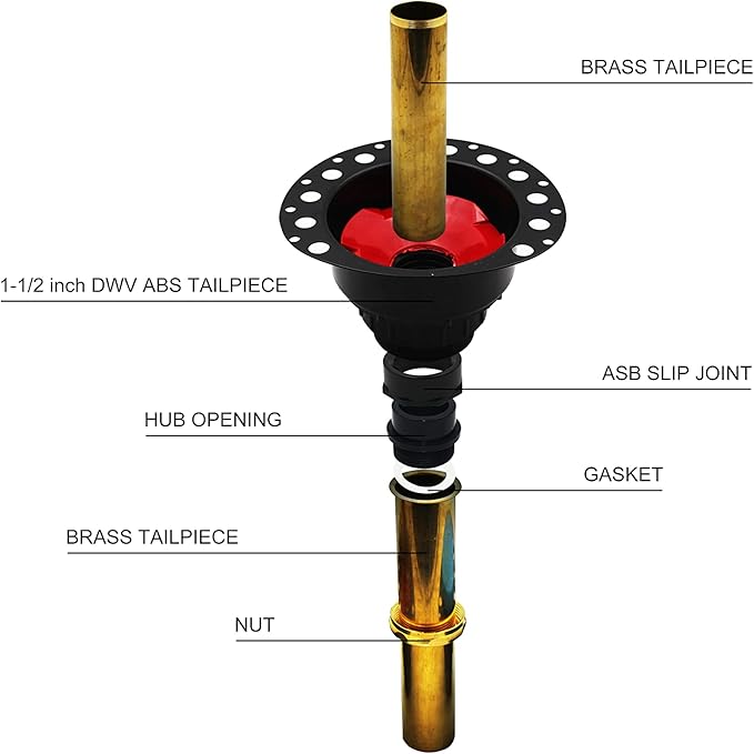 Freestanding Bathtub Rough-in Kit With Brass Tail Pipe and PVC Adapter Compatible with All Freestanding Bathtubs and Standard Bathtubs