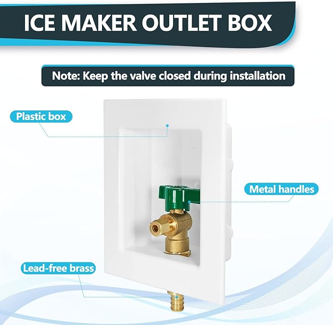 2-Pack Seelink Pre-Assembled Ice Maker Outlet Box, 1/2" PEX Crimp Inlet x 1/4" OD Compression Outlet, with Installed 1/4-Turn Ball Valve